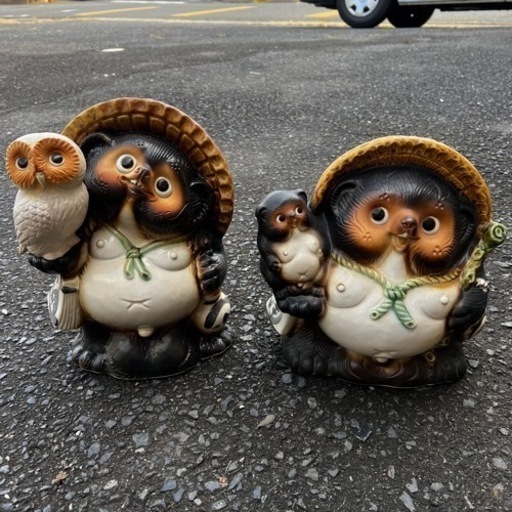 信楽焼たぬき  フクロウ抱っこ 子ども抱っこ 可愛い！  しげん屋