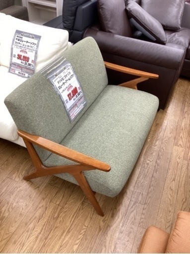 KK-62【新入荷　リサイクル品】ウニコ　ファイブ　2シーターソファ　カーキ色