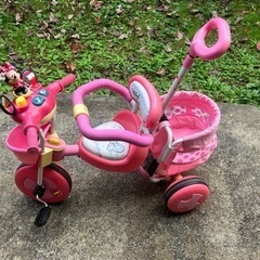 【美品】ides ディズニー トライク ピュア 三輪車 ピンク ディズニー ピュアライド ミニー ハンドル付き 子供三輪車