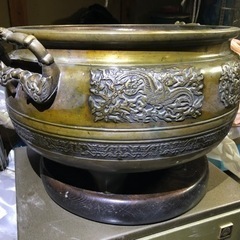 【大正レトロ】金属製火鉢　ひばち　アンティーク　骨董品　便利な五...