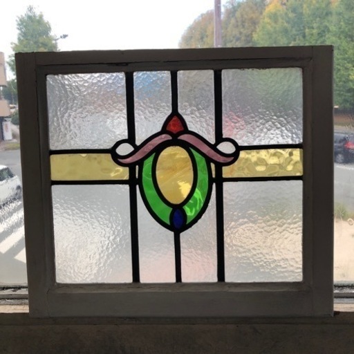 アンティーク  ステンドグラス　額付き