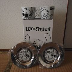 ディズニ- お皿ｘ2枚＆コップｘ2個　 スティッチ
