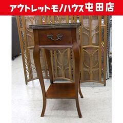 アンティーク調 猫足 花台 電話台 ハイテーブル コンソールテー...