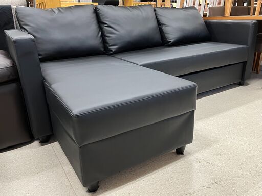 NITORI/ニトリ 3人用ソファ ソファベッド 3wayベッドソファ 合皮 アイテムカウチソファ Nシールド ノアーク ブラック【ユーズドユーズ名古屋天白店】 J2237