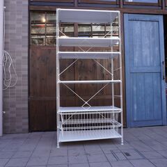 無印良品(MUJI)の人気の6段スチールユニットシェルフ/ワイヤーバスケット付です！スッキリとしたデザインのオープンラック♪インダストリアルモダンなインテリアのアクセントにおススメです！CK203