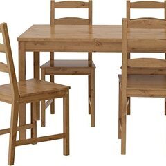 イケア IKEA ダイニングテーブルセット ダイニングテーブル5点セット ダイニング イス4脚 JOKKMOKK ヨックモック アンティーク風 アンティークステイン 木製 無垢材 北欧 おしゃれ クリーニング済 堺市 石津【ジャングルジャングルサカイ石津店】の画像