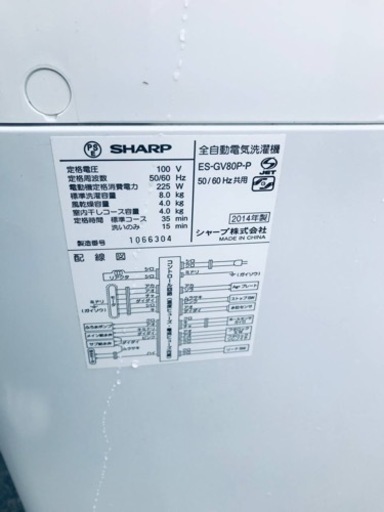 ④441番 シャープ✨電気洗濯機✨ES-GV80P-P‼️