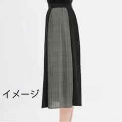【超美品】GU コンビネーション　サイドプリーツ　スカート　M〜Lサイズの画像
