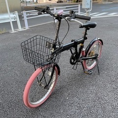 オマケ付き　折りたたみ　20インチ　黒ピンク　おしゃれ