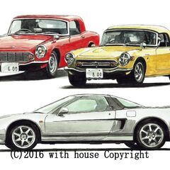NC-208 ホンダNSX/S600/S800 限定版画 直筆サイン有 額装済 作家 平右ヱ門の画像