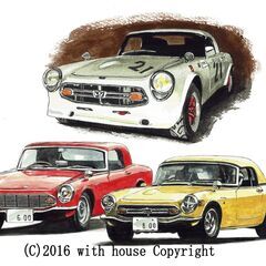NC-215 ホンダS600/S800 限定版画 直筆サイン有 額装済 作家 平右ヱ門の画像