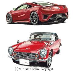 NC-217 ホンダNSX/S800 限定版画 直筆サイン有 額装済 作家 平右ヱ門の画像
