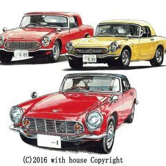 NC-218 ホンダS600/S800 限定版画 直筆サイン有 額装済 作家 平右ヱ門の画像