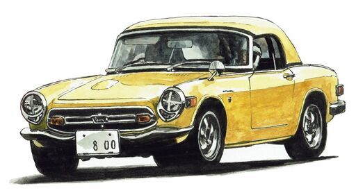 NC-219 ホンダS800RS/S800 限定版画 直筆サイン有 額装済 作家 平右ヱ門