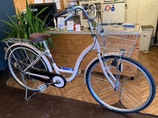 【タイヤ前後新品！】26インチ自転車　ピンクベージュ