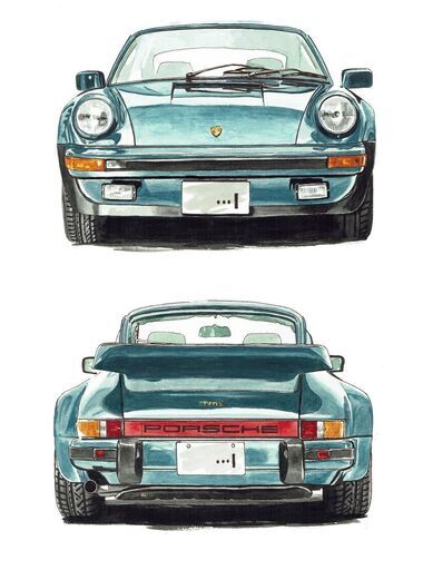 GC-033 ポルシェ930turbo 限定版画 直筆サイン有 額装済 作家 平右ヱ門
