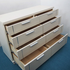 【美品】4段チェスト フルスライドレール付き おしゃれデザイン 収納家具 幅1185×奥行447×高さ850mm (IA27)の画像