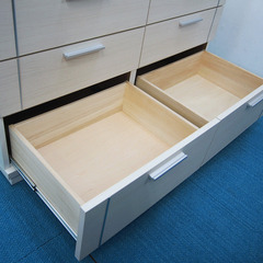 【美品】4段チェスト フルスライドレール付き おしゃれデザイン 収納家具 幅1185×奥行447×高さ850mm (IA27)の画像