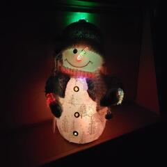 クリスマス飾り/置物　光る雪だるま人形の画像