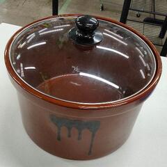 1119-019 【厨房器具】陶器製漬物容器　ガラス蓋付き