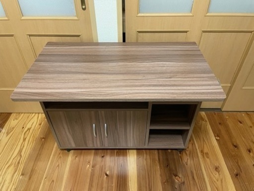 (決まりました)未使用 扉付き　キッチンワゴン　伸縮テーブル　キッチンカウンター　収納棚