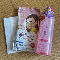 化粧水(開封済)・個包装マスク　セット