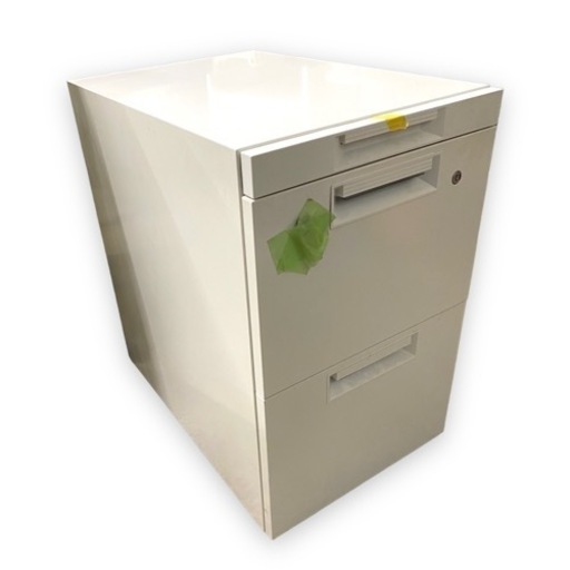 【美品】スチール袖机 plus ホワイト 3段 鍵付き