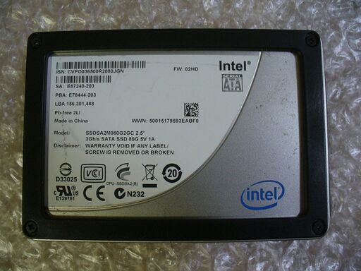 Intel製 80GB MLC SSD SSDSA2M080G2GC