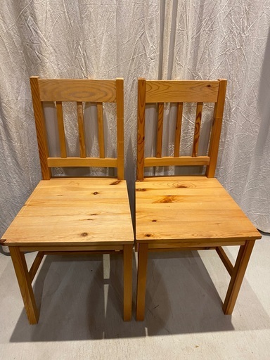 ２脚セット　チェア　椅子　ダイニング　ウッド　ナチュラル　IKEA　DIY　デスクチェア