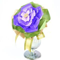 お花の折り紙ブーケ教室♥花ORIGAMIぶーけ♥葉ボタンの折り紙ブーケの画像