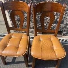 起立木工椅子2脚　本革チェア　オランダ家具「TEURLINCX ...