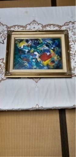 額縁だけでもお買い得。油絵　３号　額縁付き