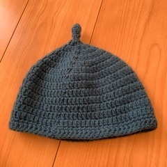 どんぐり帽子　ハンドメイド　青