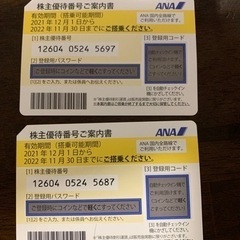 ANA株主優待券２枚あります。