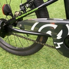 子供用自転車　d-bike 18インチ　黒/グリーン　整備済み、防犯登録抹消済みの画像