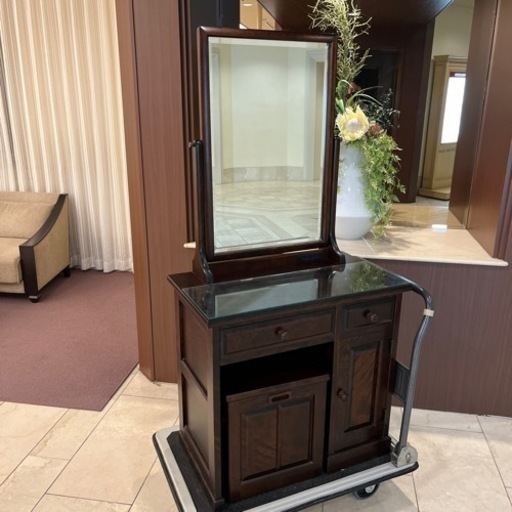 北海道民芸家具　鏡台ドレッサースツールセット　樺無垢材　ビィンテージ　古民家