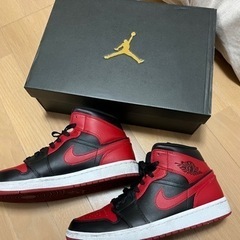 スラムダンク　美品　27.5 ナイキ エアジョーダン 1 ミッド スニーカー AJ1 ブレッド ブラック レッド　NIKE AIR JORDAN 1 の画像