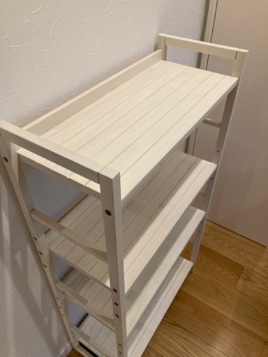 ウッドラック4段 幅62ｘ奥行27.5ｘ高さ112cm ホワイト 天然木使用jtse ウッドラック4段 幅62x奥行27.5x高さ112cm ホワイト 天然木使用jtse