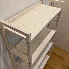 ウッドラック4段 幅62ｘ奥行27.5ｘ高さ112cm ホワイト 天然木使用jtseの画像