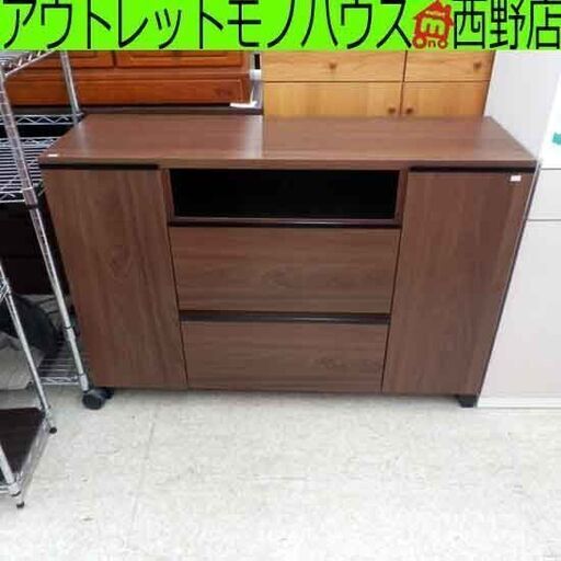 リビングボード ブラウン 茶系 キャビネット 119×40.5×80cm 札幌 西野店