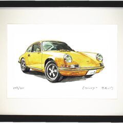 GC-048 ポルシェ911 限定版画 直筆サイン有 額装済●作...