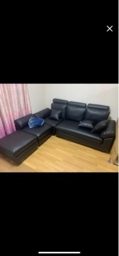 ソファー　オットマン　レザー3人掛け【お取引先決まりました】