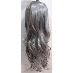 ウィッグ ロング ヘアー 長い髪 カール 巻き髪 亜麻グレー 未使用の画像