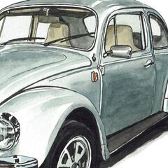 GC-077 ワーゲンビートル 限定版画 直筆サイン有 額装済 作家 平右ヱ門の画像