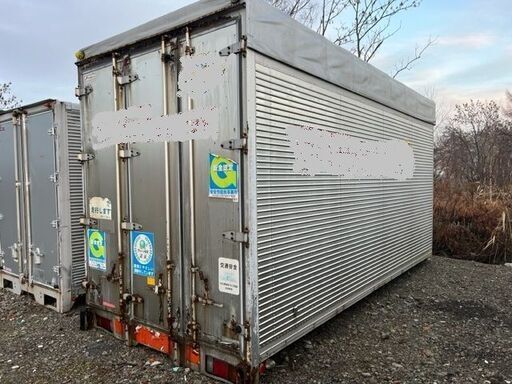 ハイルーフ幌横扉付【希少】2トン箱 幅217ｃｍ長さ510ｃｍ高さ270ｃｍ コンテナ 物置 倉庫 アルミ箱 格安提携先運送会社あり　江別市角山発