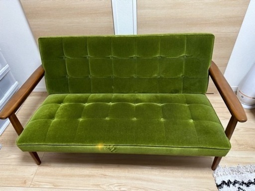 値下げしました！カリモク60 kチェア ソファ 2シーター モケットグリーン