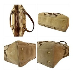 COACH コーチ シグネチャー スエードキャンバス トートバッグの画像