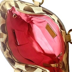 COACH コーチ シグネチャー スエードキャンバス トートバッグの画像