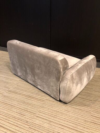 【展示品・未使用】2人掛けソファ オットマン付き ソファ ベルベット調 カウチソファ インテリア 定価39,990円?自社配送時?代引