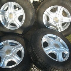 スタッドレス145R12 6PRグッドイヤーICENAVI CARGO 7分山？☆アルミホイール4穴マルチ